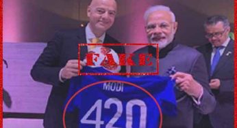Fact Check: Photo-shopped Text ‘420’ On A Football Jersey Held By PM Modi
