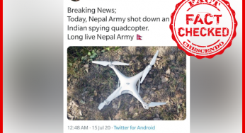 नेपाल सेना द्वारा भारतीय क्वाडकॉप्टर को मार गिराने का दावा फ़र्ज़ी है।