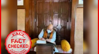 शांतिनिकेतन में रवीन्द्र भवन की विजिटर बुक में हस्ताक्षर करते हुये गृहमंत्री की तस्वीर को भ्रामक दावे के साथ किया वायरल किया गया है |