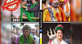 अलग-अलग धार्मों के कपडें पहने हुए राहुल और प्रियंका गांधी की तस्वीरों को गलत दावे के साथ वायरल किया जा रहा है।
