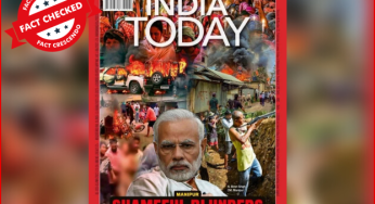 इंडिया टुडे की कवर पेज़ पर मणिपुर हिंसा मामले में छपी मोदी की तस्वीर एडिटेड व फ़र्ज़ी है।
