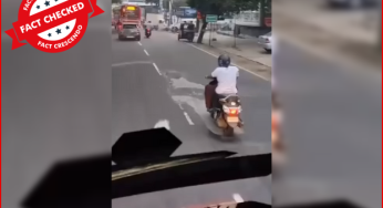 केरल में बस के सामने भयानक तरीके से स्कूटर चला रहे शख्स के पुराने वीडियो को नये हिट एंड रन कानून से जोड़कर वायरल किया जा रहा है।