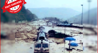 पानी में डूबी ट्रेन की वायरल तस्वीर हालिया असम में आई बाढ़ की नहीं बल्कि 2022 की है….
