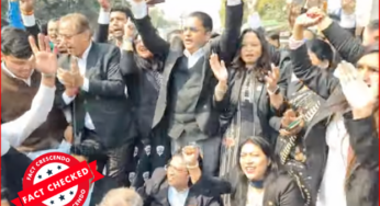 एडवोकेट अमेंडमेंट विधेयक के खिलाफ वकीलों के प्रदर्शन का वीडियो वक्फ संशोधन बिल के विरोध प्रदर्शन के नाम से वायरल..